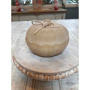 Frosted Glass Pumpkin Candle Lid Jar Amber Scented‎ Fall Decor